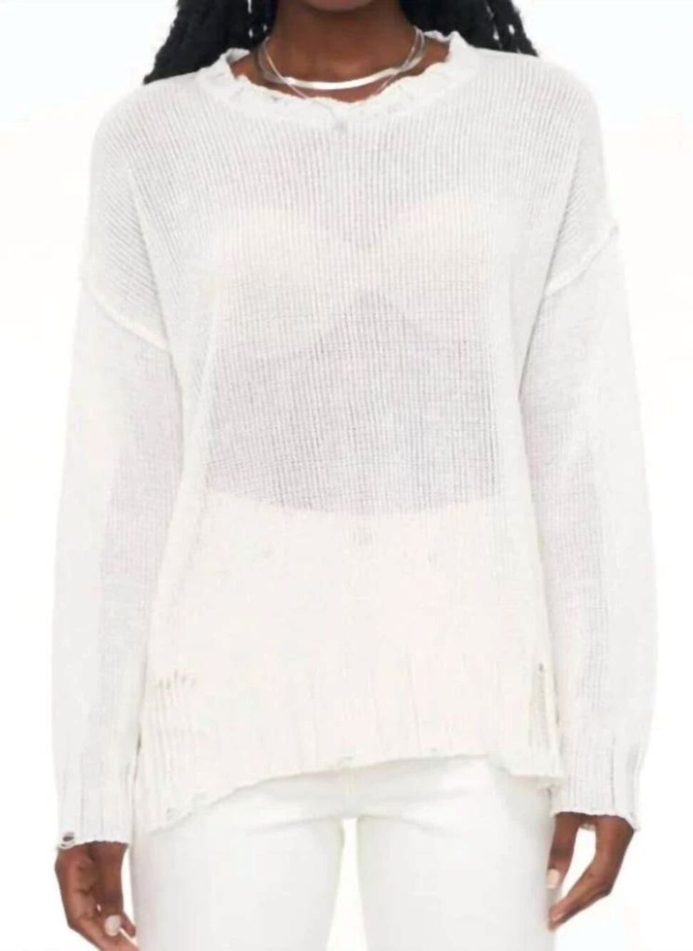 NWT PISTOLA female Elyse Sweater In Vanilla Distressed SZ SM